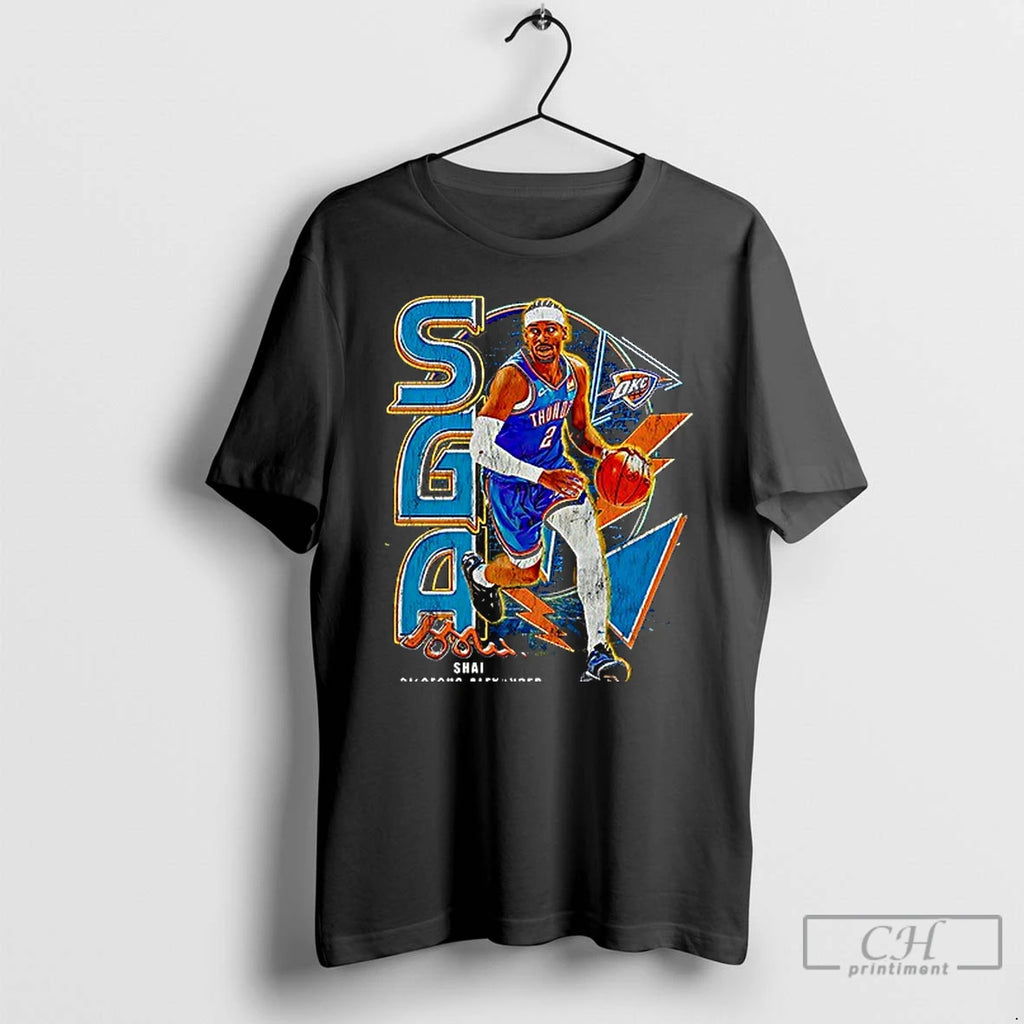 Premium Oklahoma City Thunders Gilgeous Alexander Shai Mvp Graphic Vintage 1 Sided T Shirts