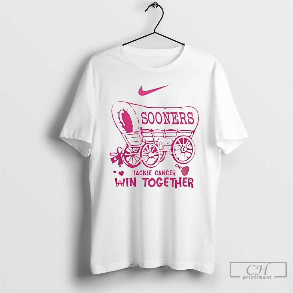 Premium Oklahoma Sooners Tackle Cancer Win Together In October We Wear Pink Logo T Shirts