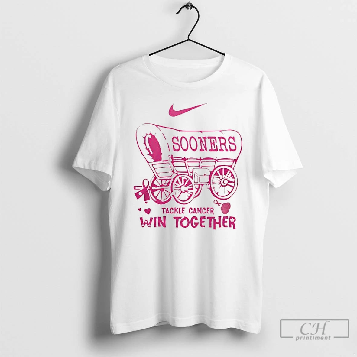 Premium Oklahoma Sooners Tackle Cancer Win Together In October We Wear Pink Logo T Shirts