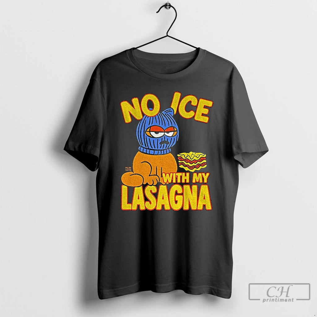 Premium Orange Cat No Ice With My Lasagna T Shirts