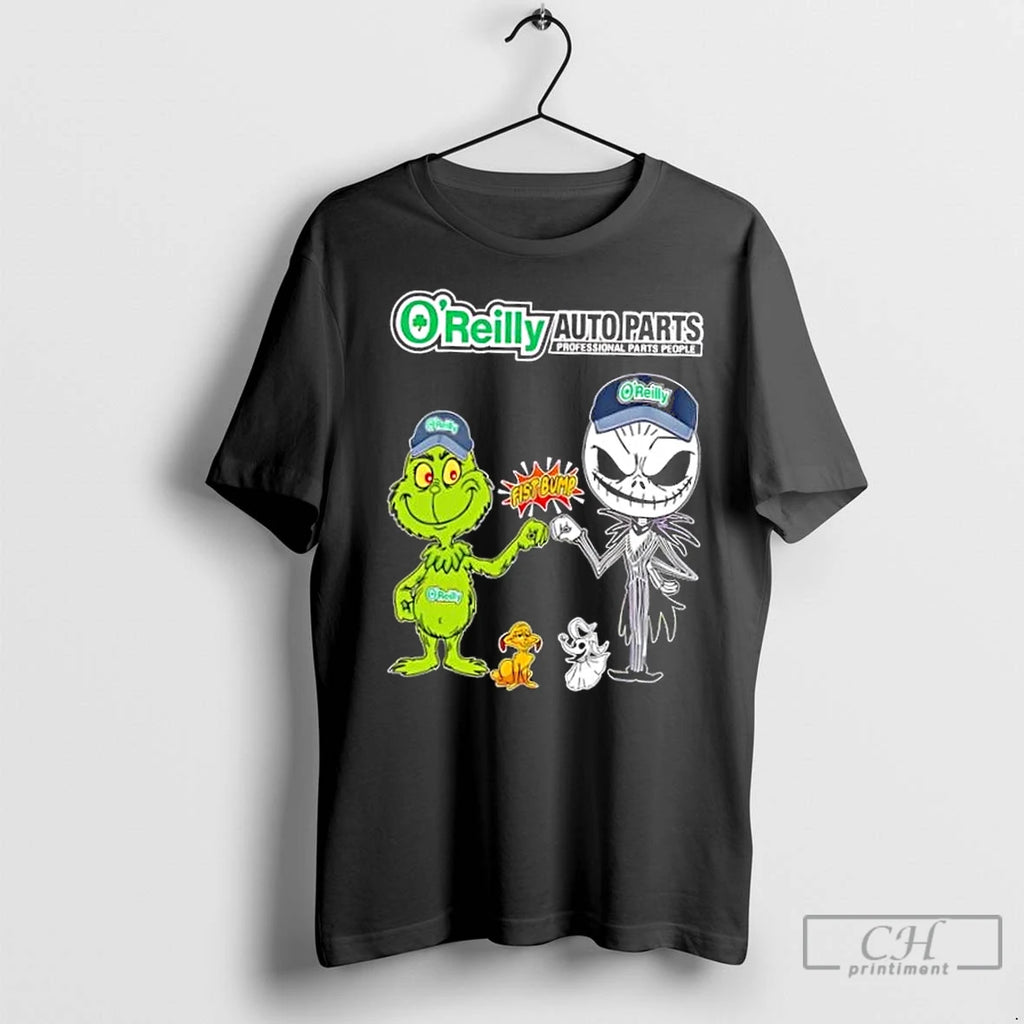 Premium Oreilly Auto Parts X Grinch And Jack Skellington Fist Bump Uniwilling Friends