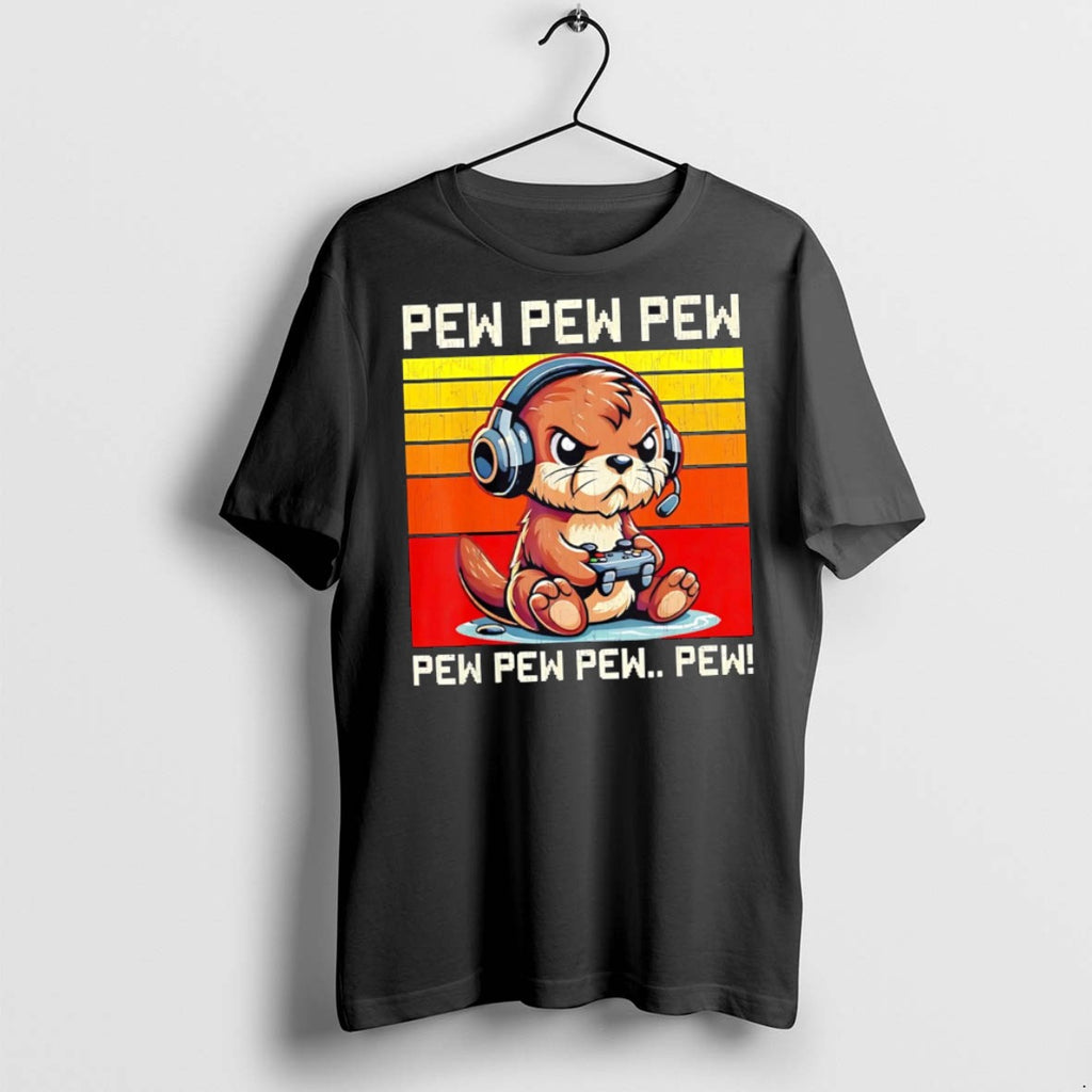 Premium Otter Gamer Pew Pew Pew Vintage T Shirts