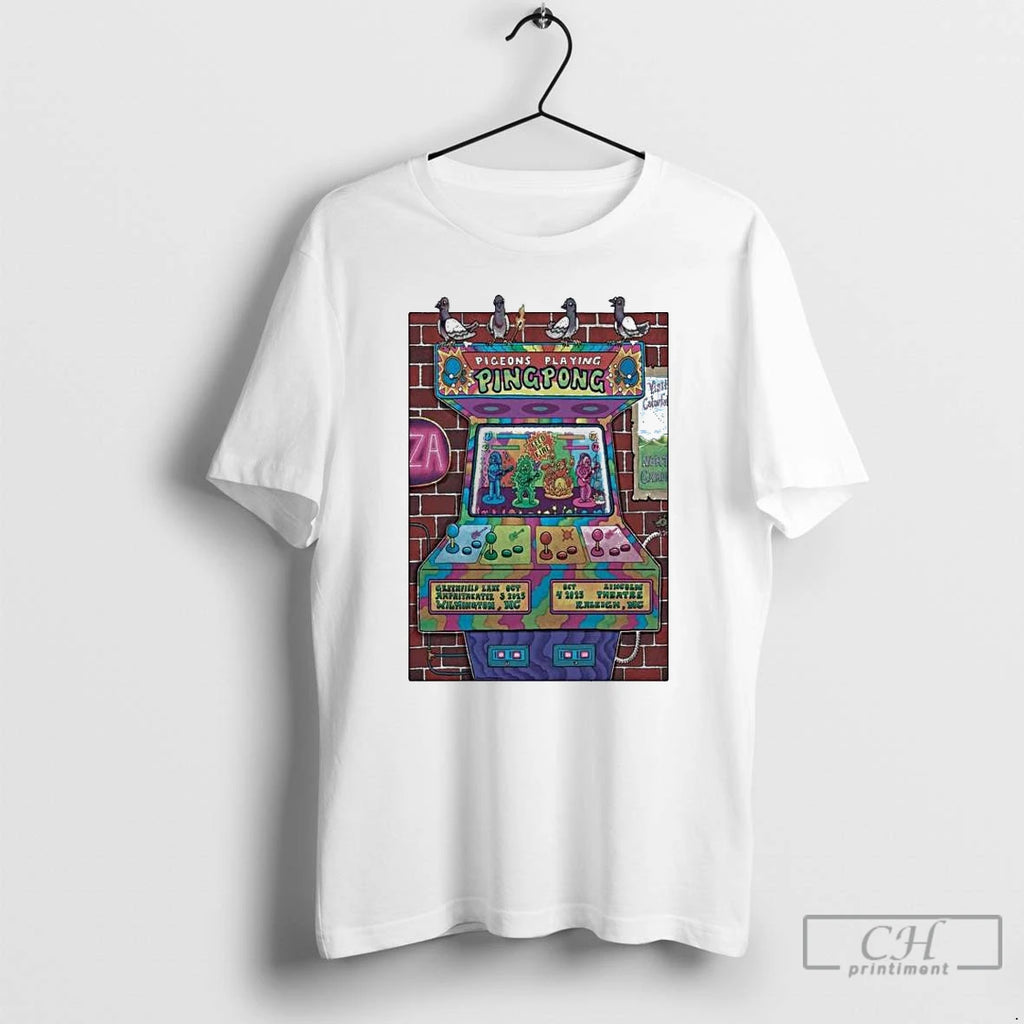 Premium Pigeons Playing Ping Pong Greenfield Lake Amphitheater Wilmington Nc October 3 2025 T Shirts