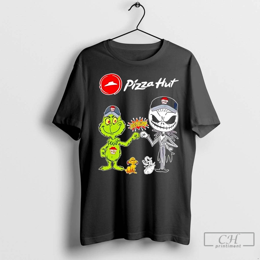 Premium Pizza Hut X Grinch And Jack Skellington Fist Bump Uniwilling Friends
