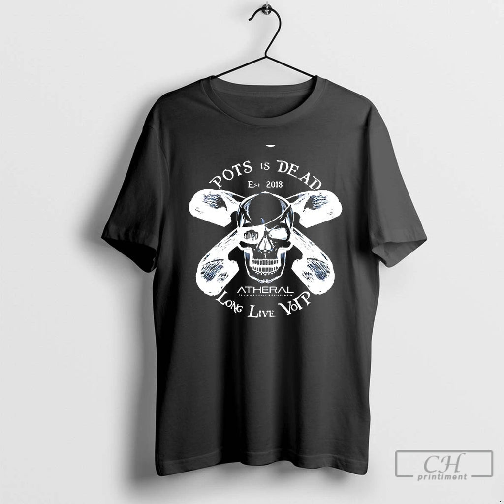 Premium Pots Is Dead Long Live Voip Skull Vintage T Shirts