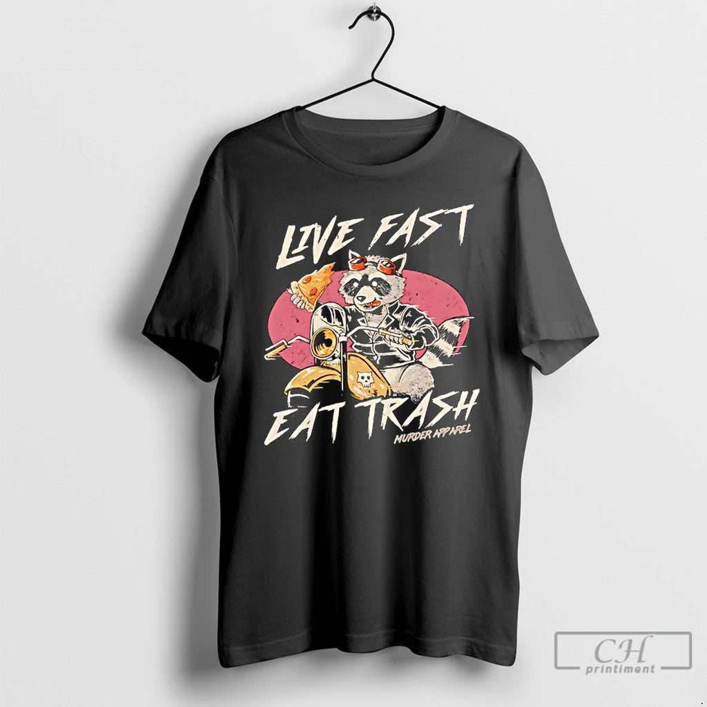 Premium Raccoon Pizza Live Fast Eat Trash T Shirts