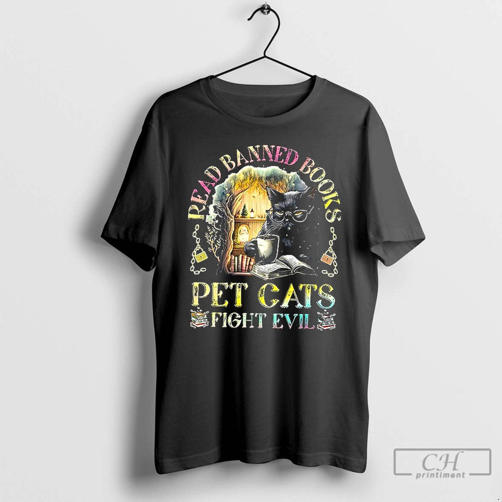 Premium Read Banned Books Pet Cats Fight Evil Ceramic Ceramic And Classic Dad Cap