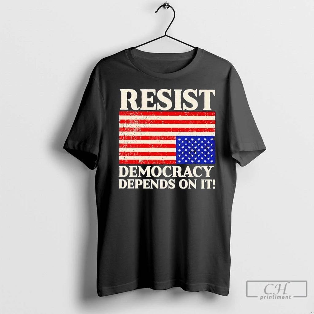 Premium Resist Democracy Depends On It Us Flag