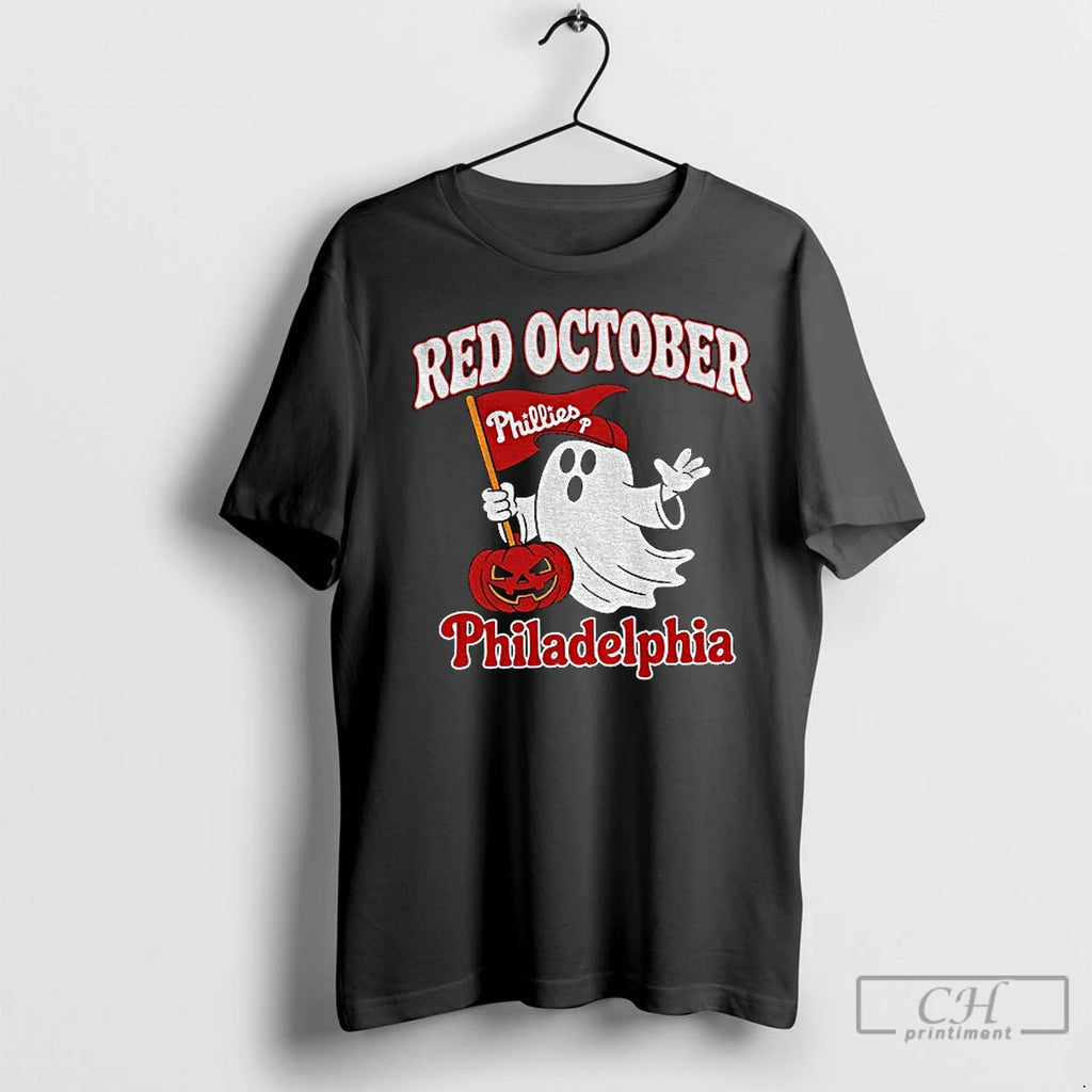 Premium Retro Red October Ghost Philadelphia Baseball Halloween