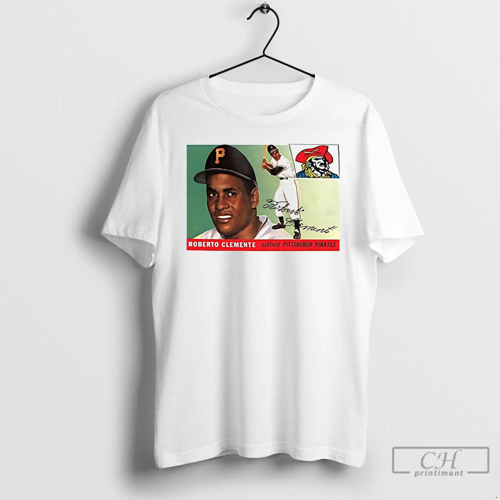 Premium Roberto Clemente Pittsburgh Pirates 1955 Topps Baseball Card Player Photo T Shirts