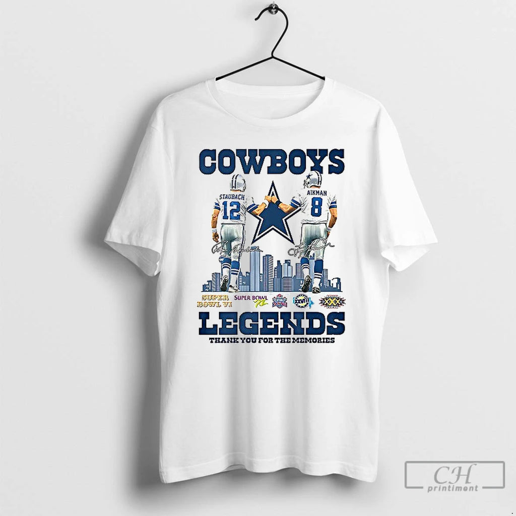 Premium Roger Staubach And Troy Aikman Dallas Cowboys Legends Thank You For The Memories Signatures