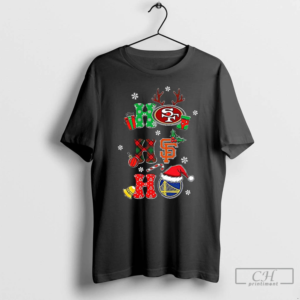 Premium San Francisco Sports Teams 49ers Giants Golden State Warriors Ho Ho Ho Chirstmas