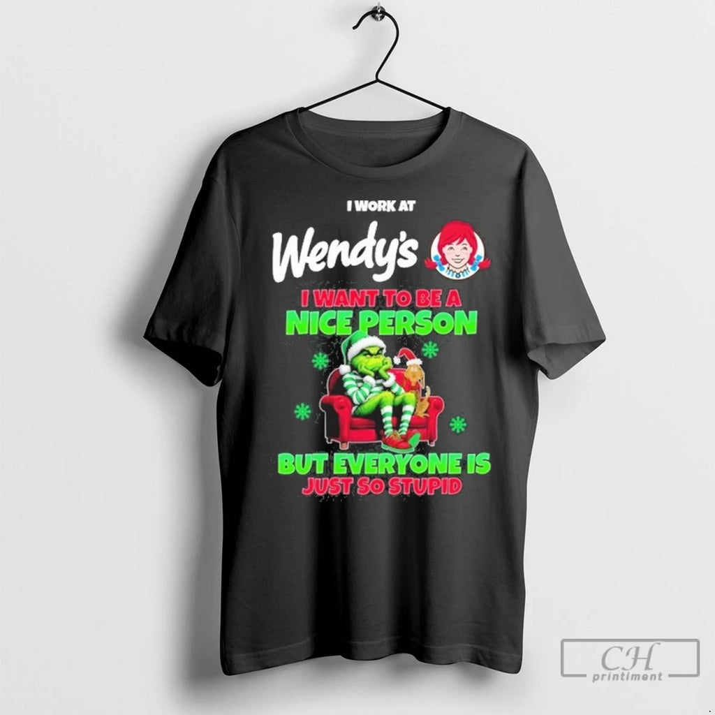 Premium Santa Grinch I Work At Wendys I Want To Be A Nice Person But