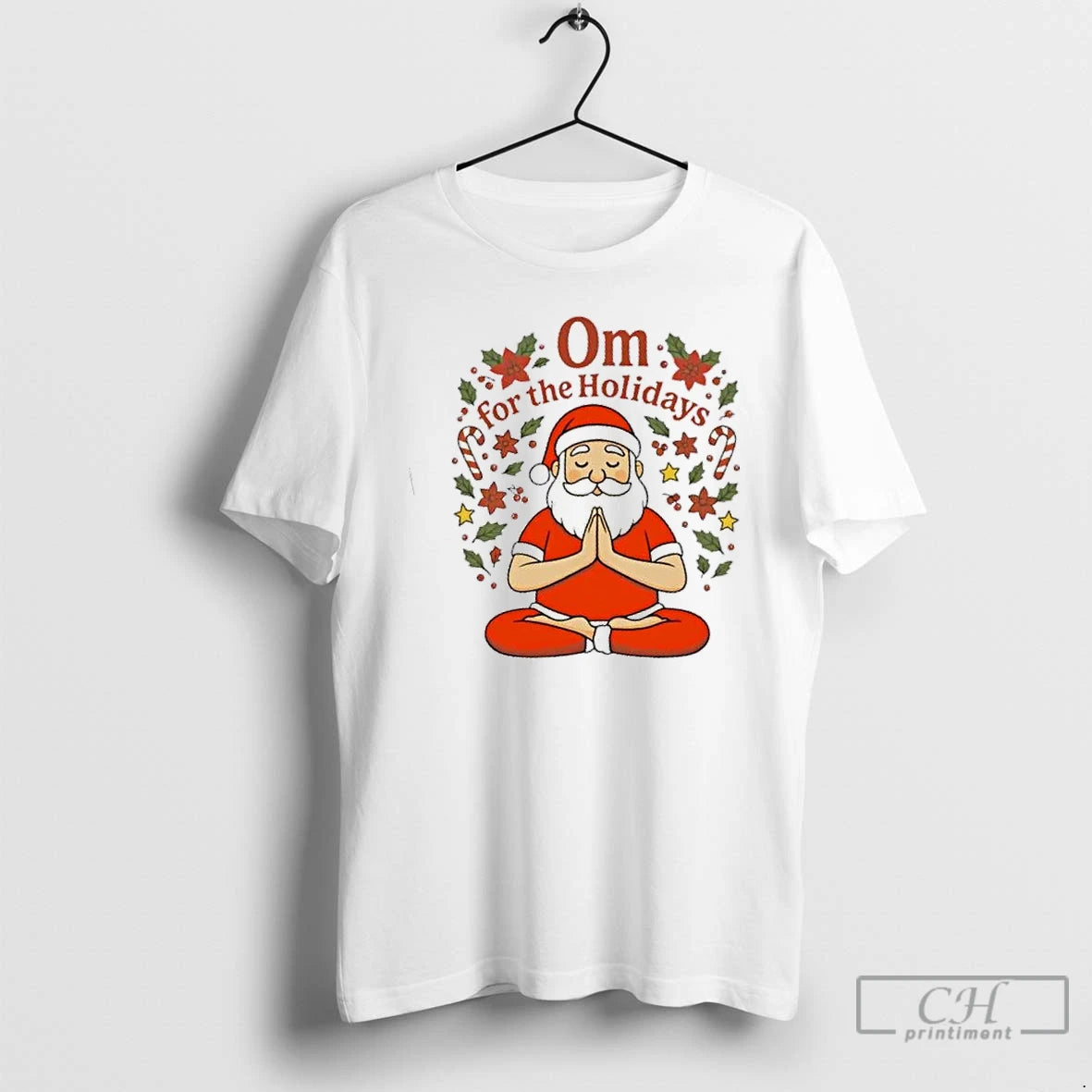 Premium Santa Om For The Holidays Christmas T Shirts