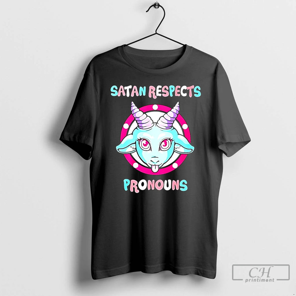 Premium Satan Respects Pronouns Goat T Shirts