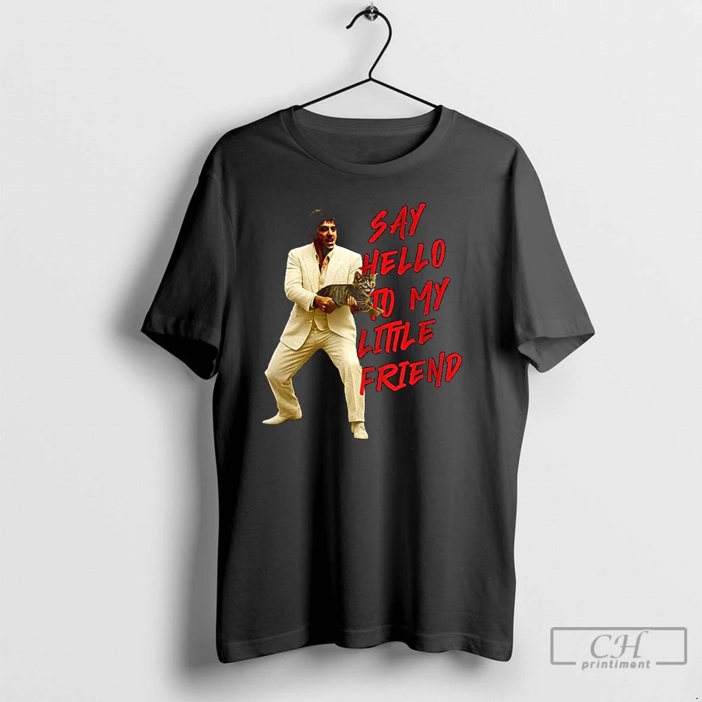 Premium Scarface Say Hello To My Little Friend Cat Meme T Shirts