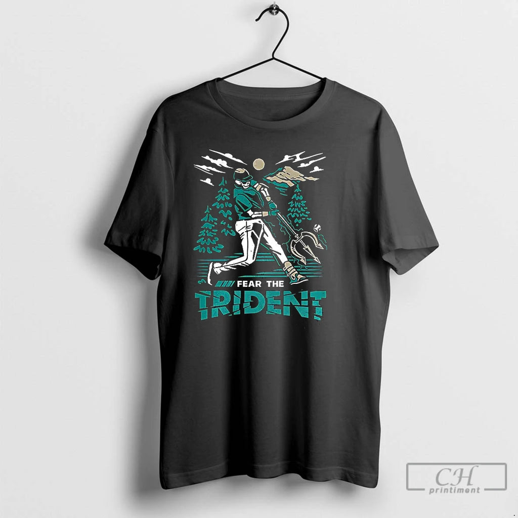 Premium Seattle Mariners Baseball Fear The Trident Skeleton Throwing Ball T Shirts