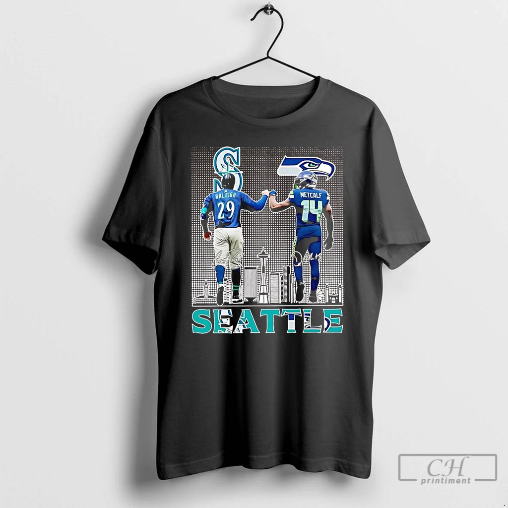 Premium Seattle Sports Stars Cal Raleigh And Dk Metcalf Skyline T Shirts