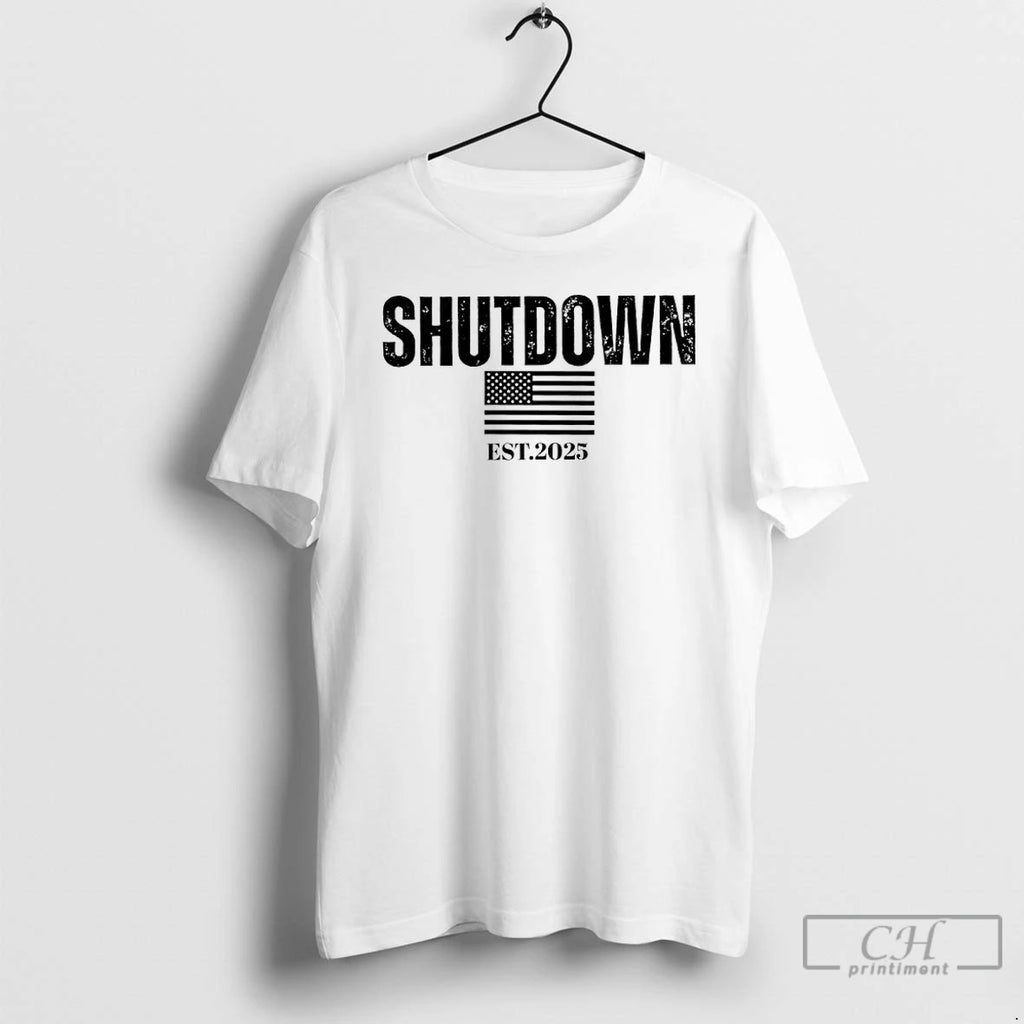 Premium Shutdown 2025 American Flag T Shirts