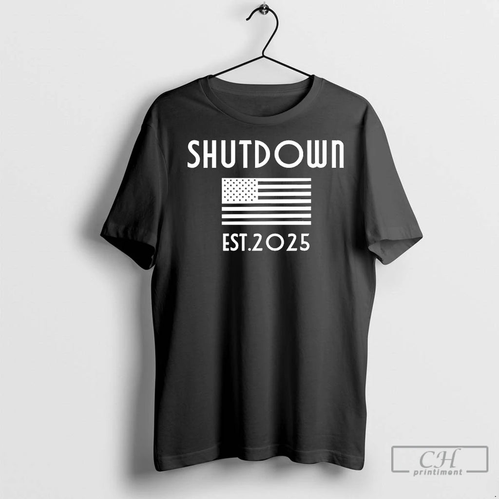 Premium Shutdown White House Est 2025 American Flag
