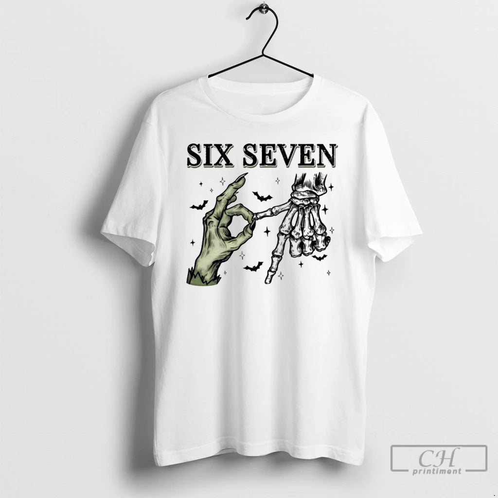 Premium Six Seven 6 7 6 7 Halloween Tee Funny Number Meme T Shirts