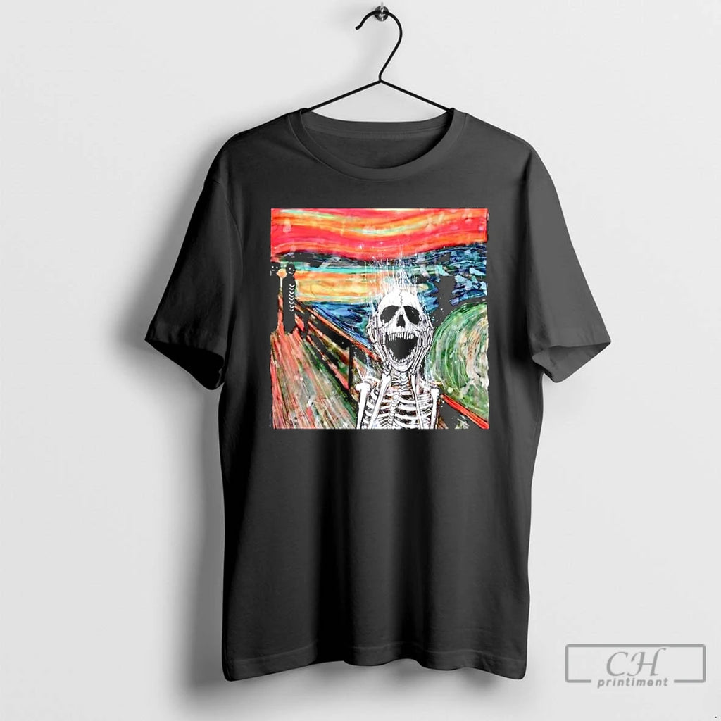 Premium Skeleton The Scream Edvard Munchs Famous T Shirts