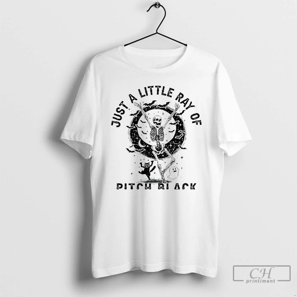 Premium Skeleton Just A Little Ray Of Pitch Black Halloween T Shirts