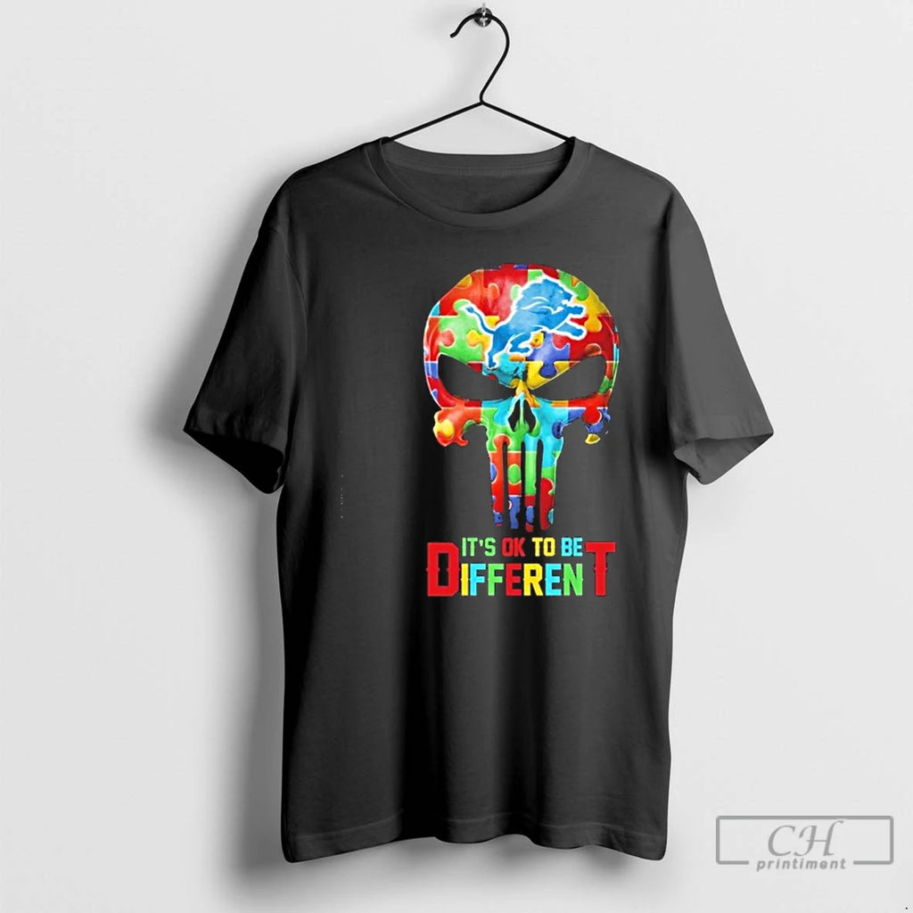 Premium Skull X Detroit Lions Autism Its Ok To Be Different T Shirts