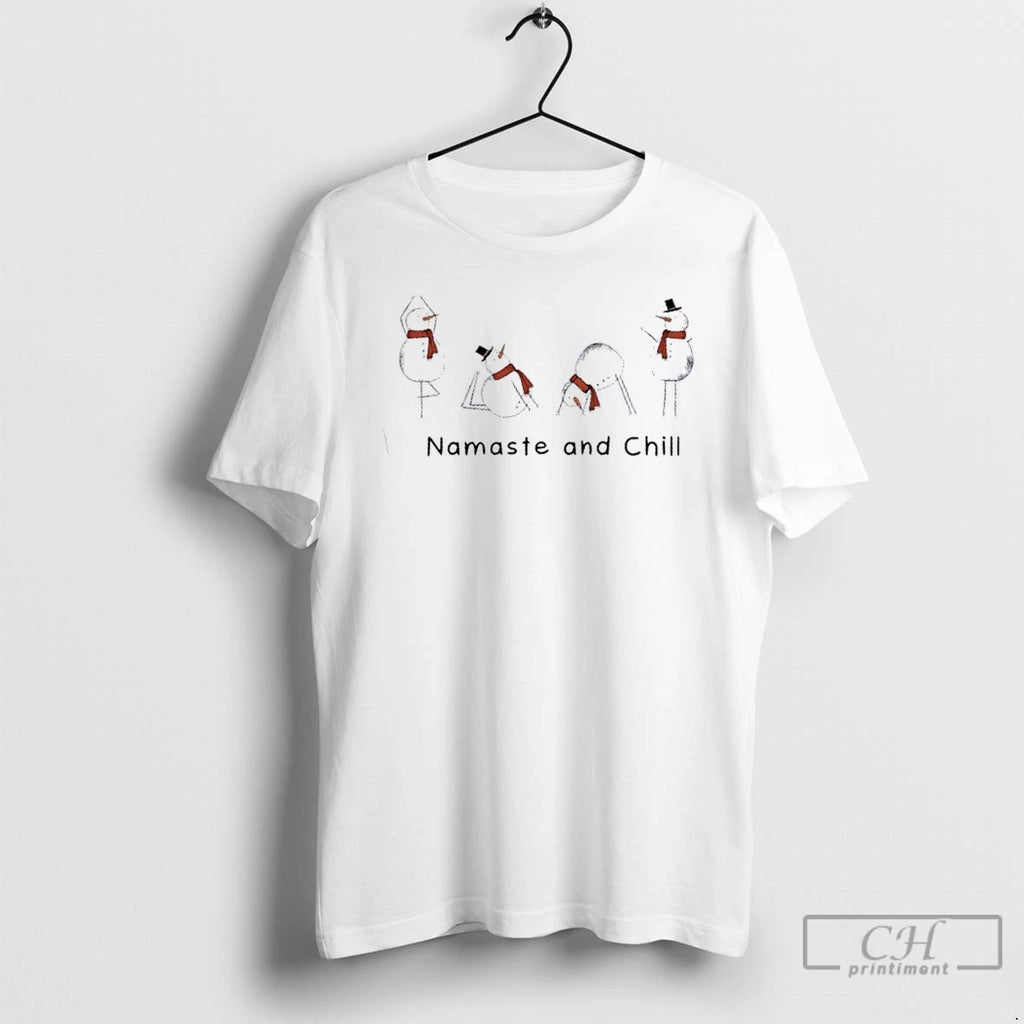 Premium Snowman Namaste And Chill Christmas T Shirts