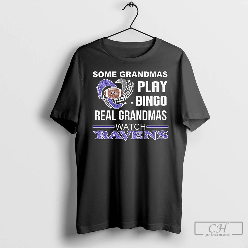 Premium Some Grandmas Play Bingo Real Grandmas Watch Baltimore Ravens Diamond Heart Long Sleve