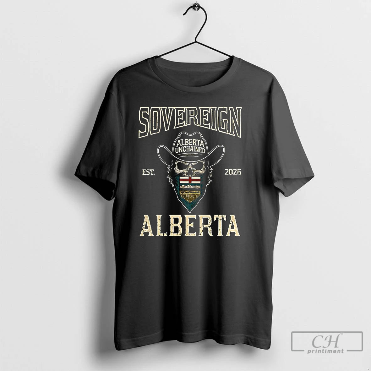 Premium Sovereign Alberta Unchained Est 2026 Skull T Shirts