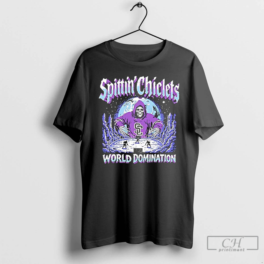 Premium Spittin Chiclets World Domination Skeleton T Shirts