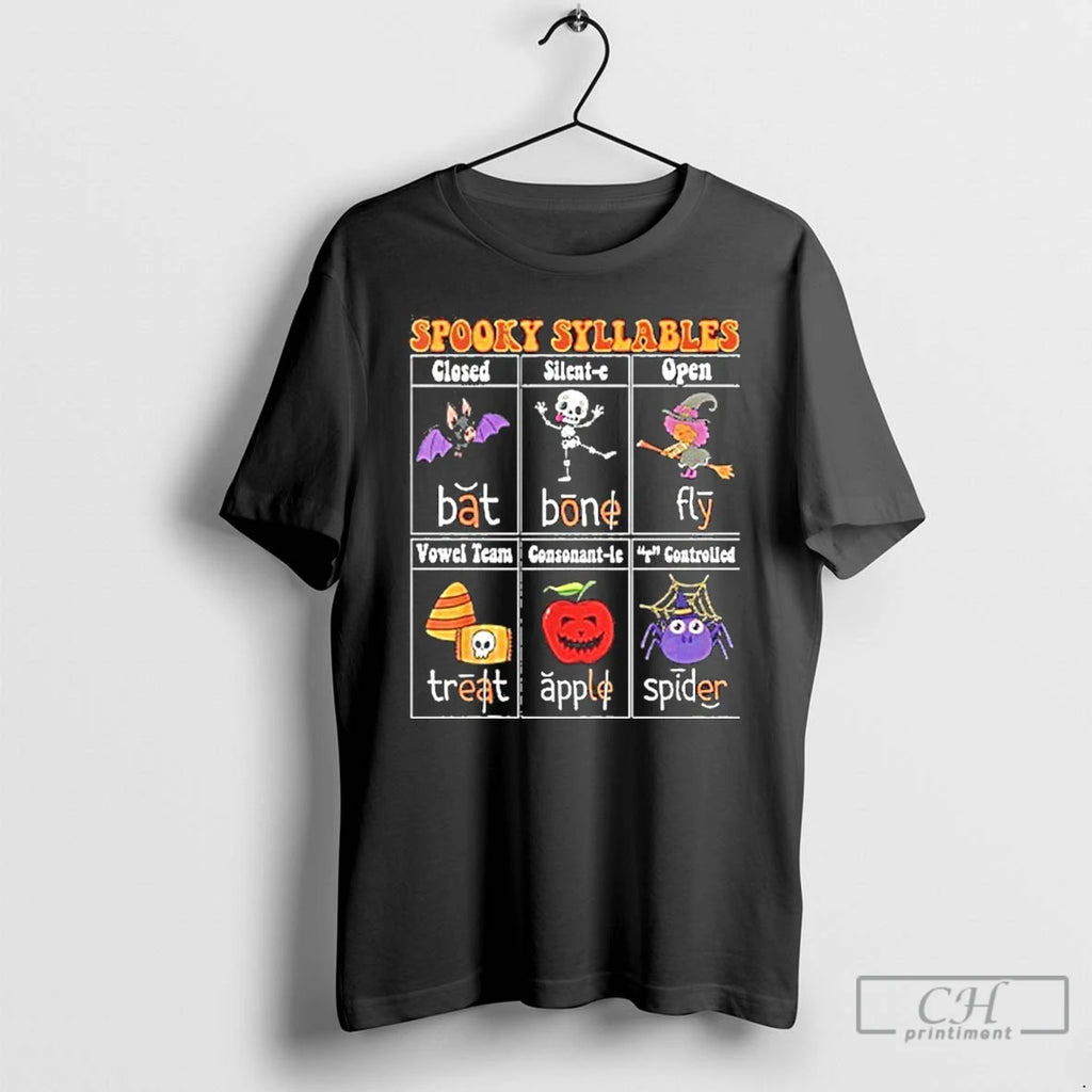 Premium Spooky Syllables Teacher Funny Halloween T Shirts