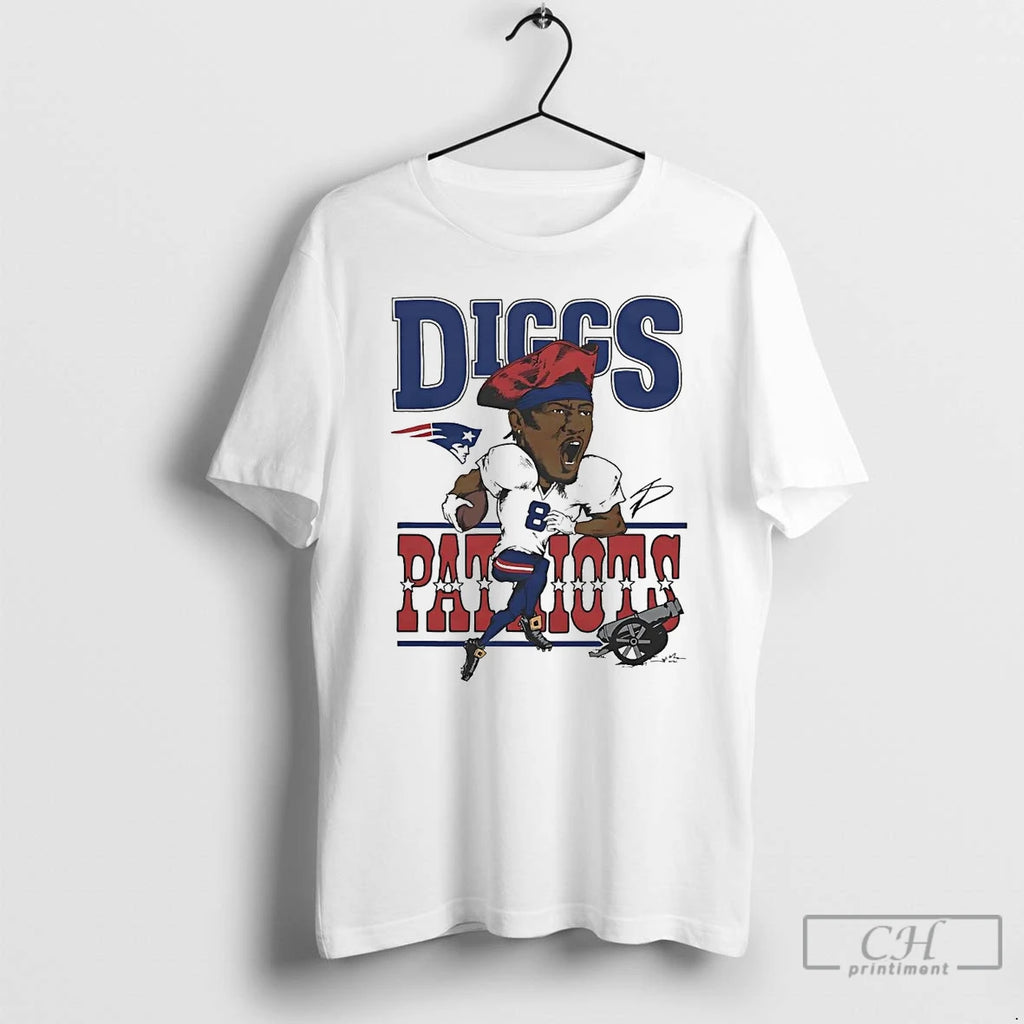 Premium Stefon Diggs Superstar Shout Caricature Patriots T Shirts