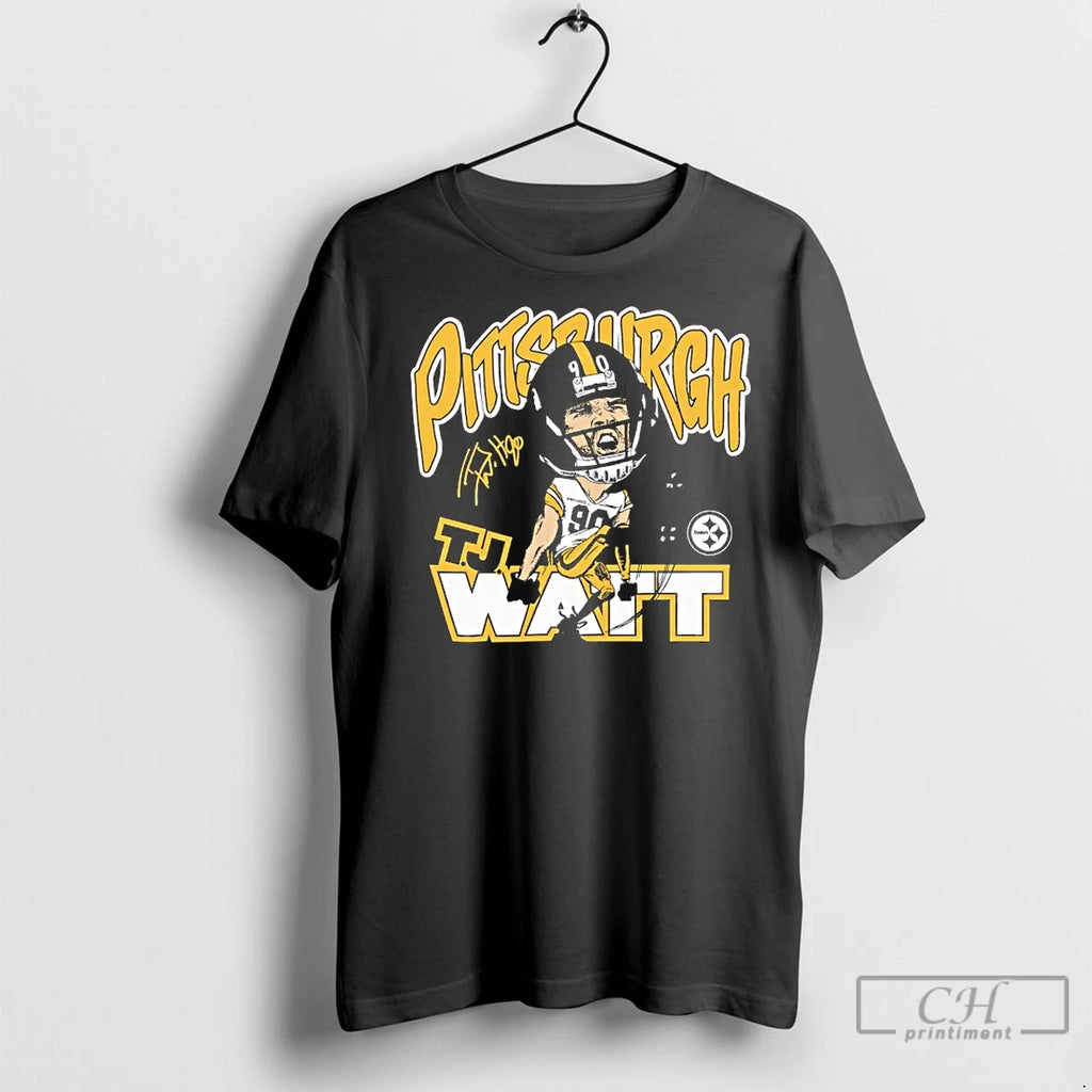 Premium T J Watt Pittsburgh Player Signature Caricature