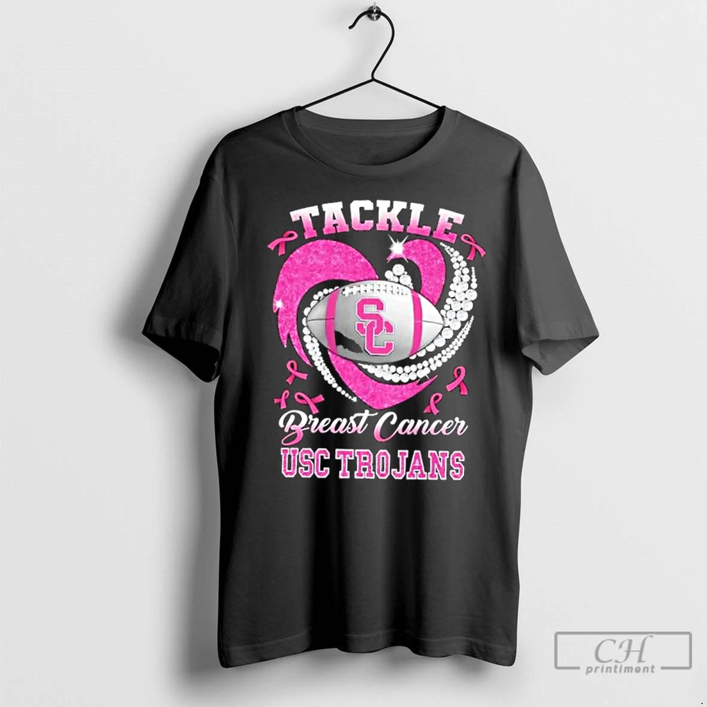 Premium Tackle Breast Cancer Usc Trojans Football Diamond Heart
