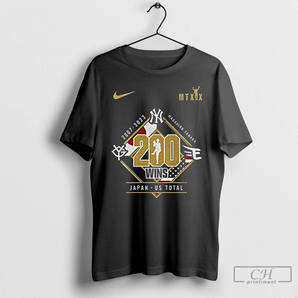 Premium Tanaka Masahiro New York Yankees Baseball 200 Wins Japan Us Total Logo T Shirts