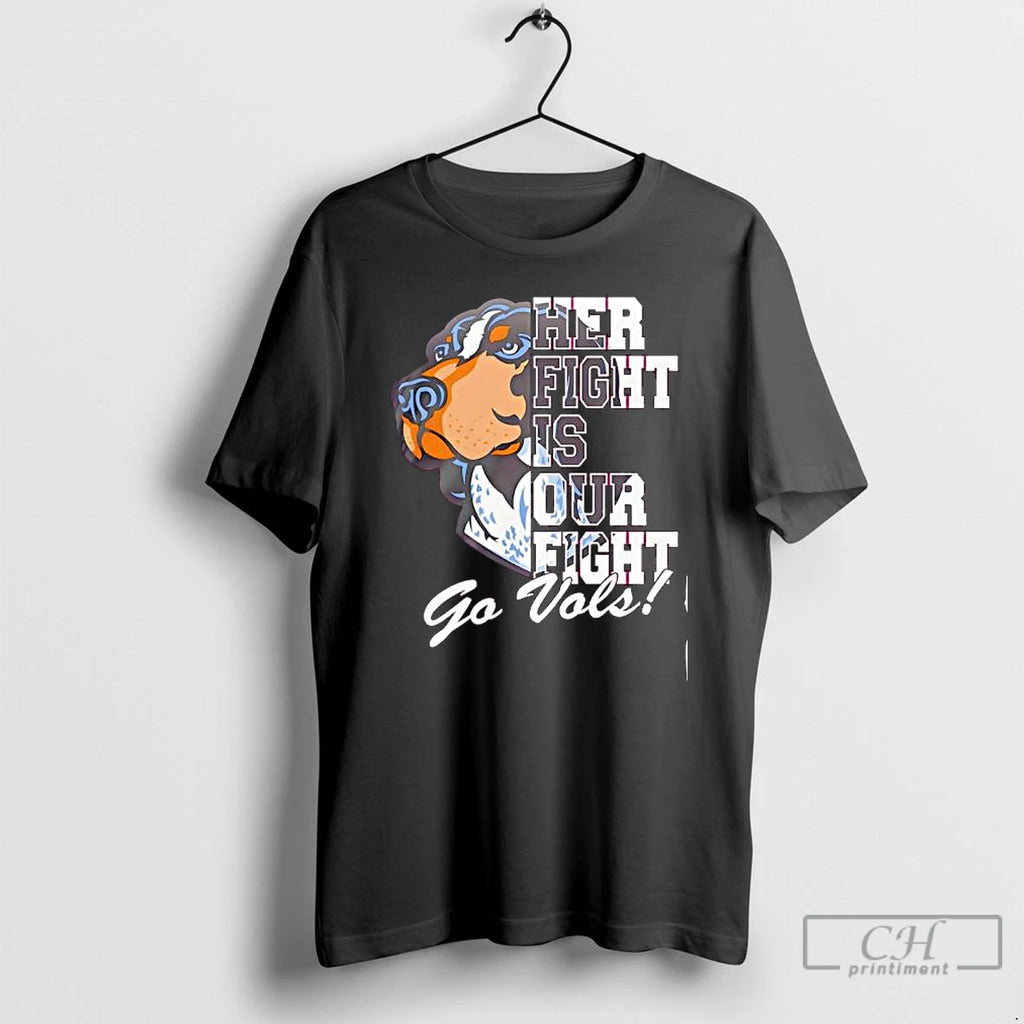 Premium Tennessee Volunteers Tackle Cancer Her Fight Is Our Fight Go Vols Mascot T Shirts