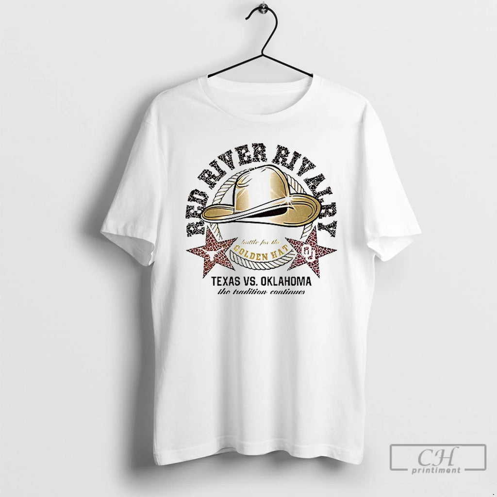 Premium Texas Longhorns Vs Oklahoma Sooners Red River Rivalry Golden Hat T Shirts