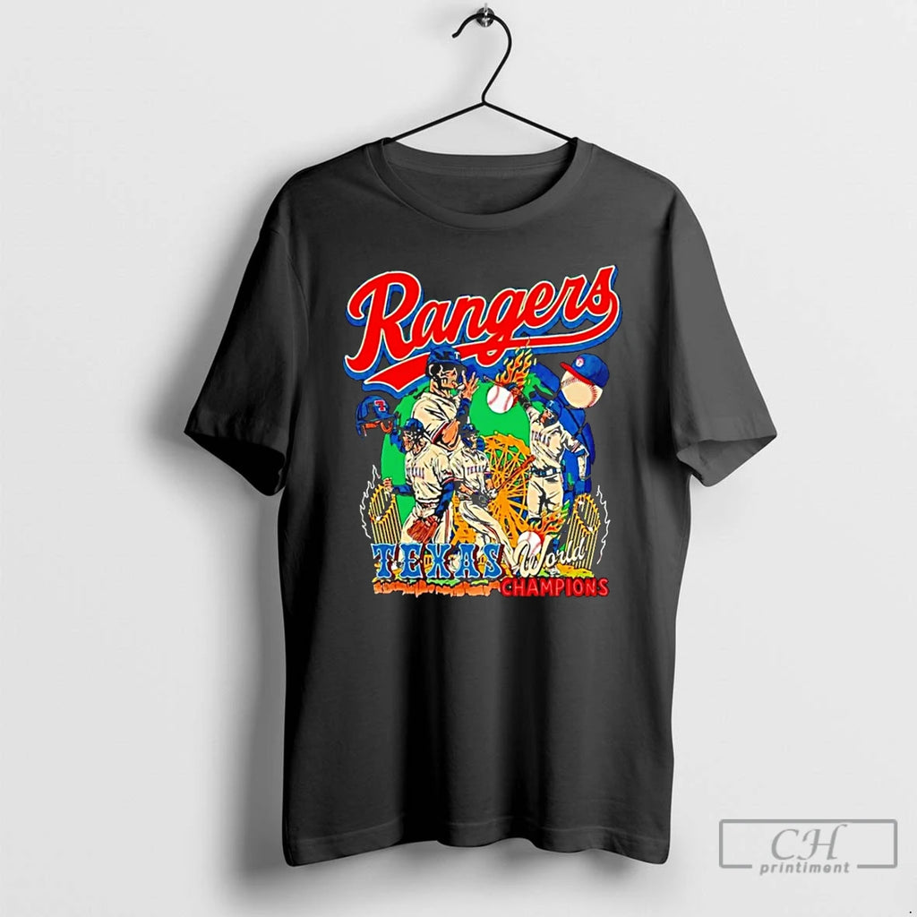 Premium Texas Rangers Baseball Champions Skeleton Graphic T Shirts