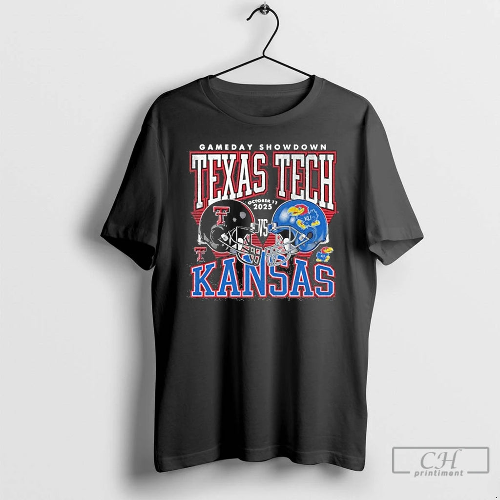 Premium Texas Tech Vs Ku 2025 Gameday Matchup Helmet T Shirts