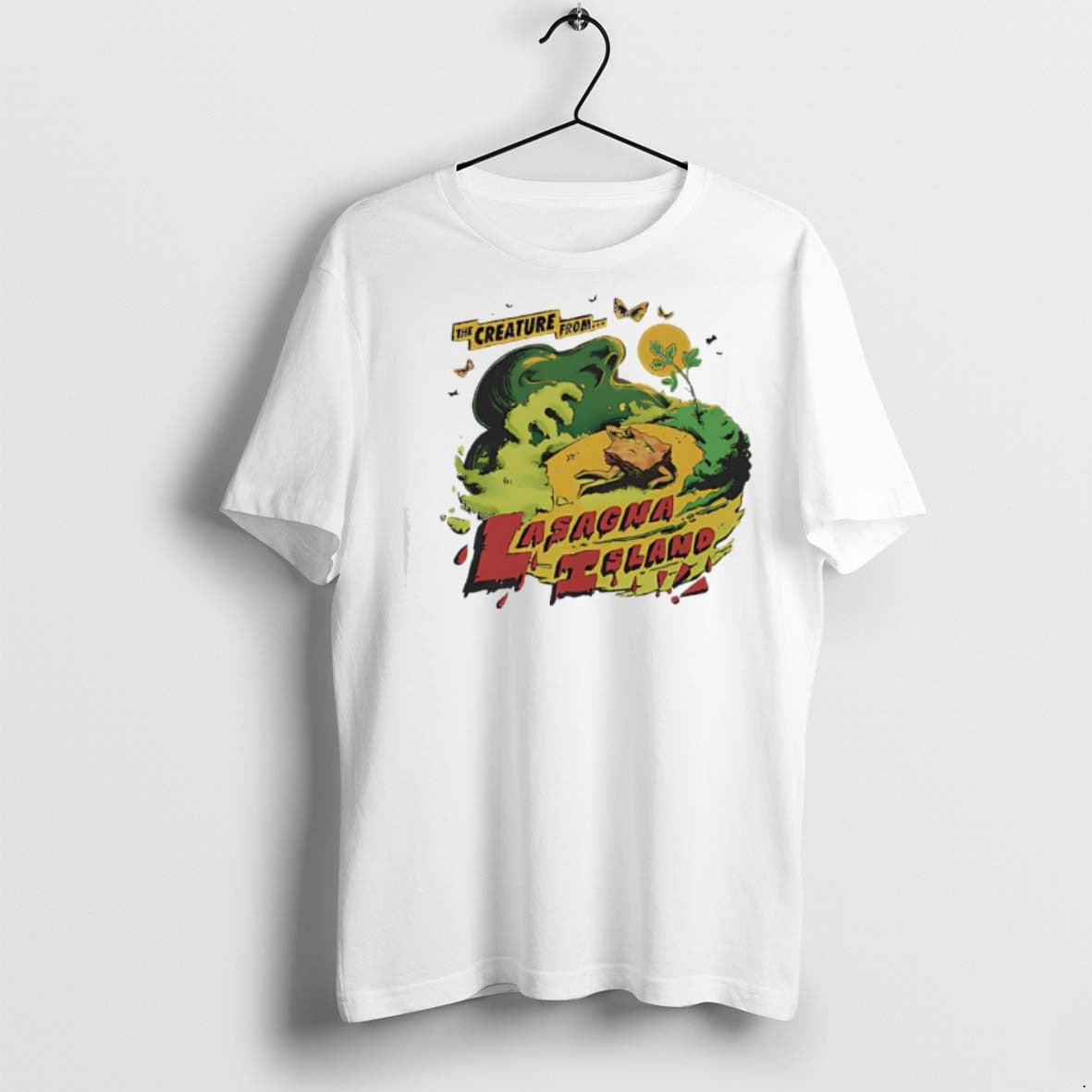 Premium The Creature From Lasagna Island Graphic T Shirts