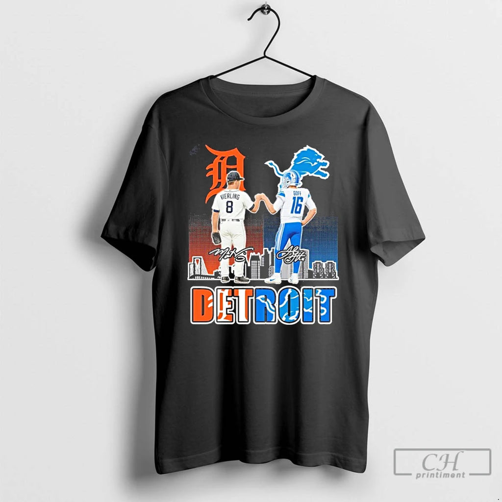 Premium Tigers Vierling And Lions Jared Goff Detroit T Shirts