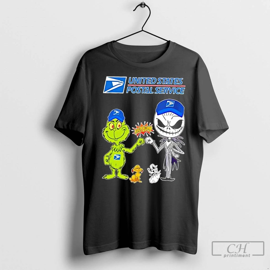 Premium Usps X Grinch And Jack Skellington Fist Bump Uniwilling Friends