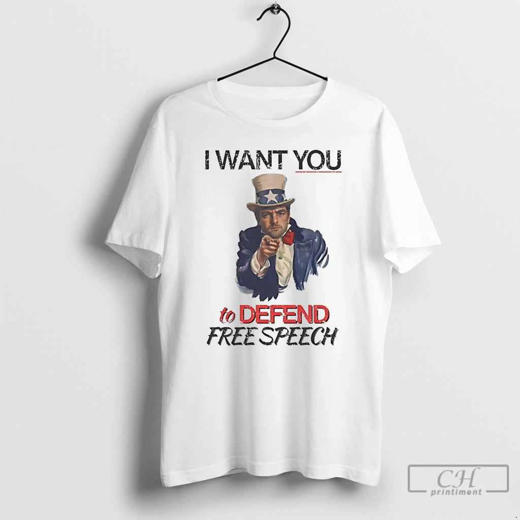 Premium Uncle Sam I Want You To Defend Free Speech T Shirts
