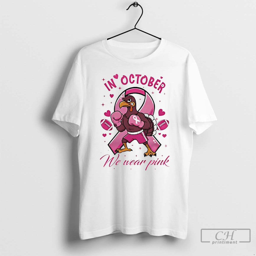 Premium Virginia Tech Hokies Tackle Cancer Win Together In October We Wear Pink T Shirts