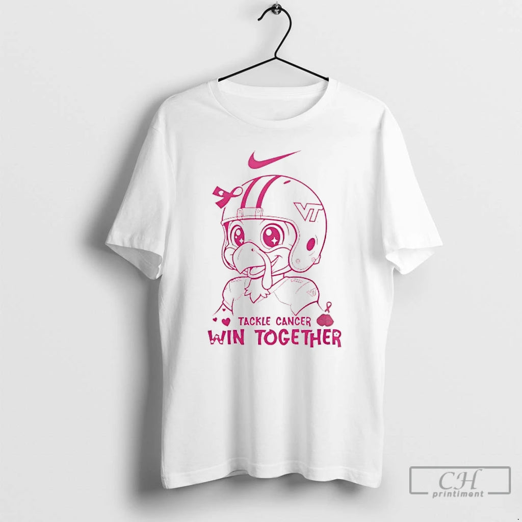Premium Virginia Tech Hokies Tackle Cancer Win Together In October We Wear Pink Logo