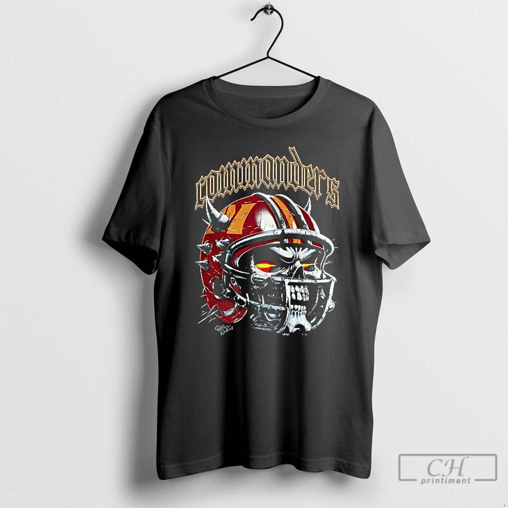 Premium Washington Commanders Football Skull Helmet Halloween T Shirts