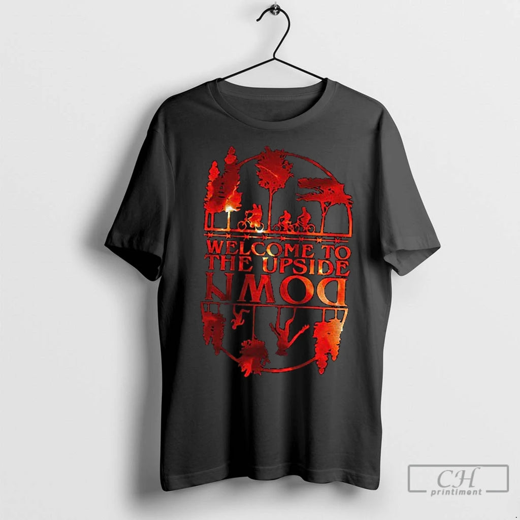 Premium Welcome To The Upside Down Silhouette Sunset Halloween