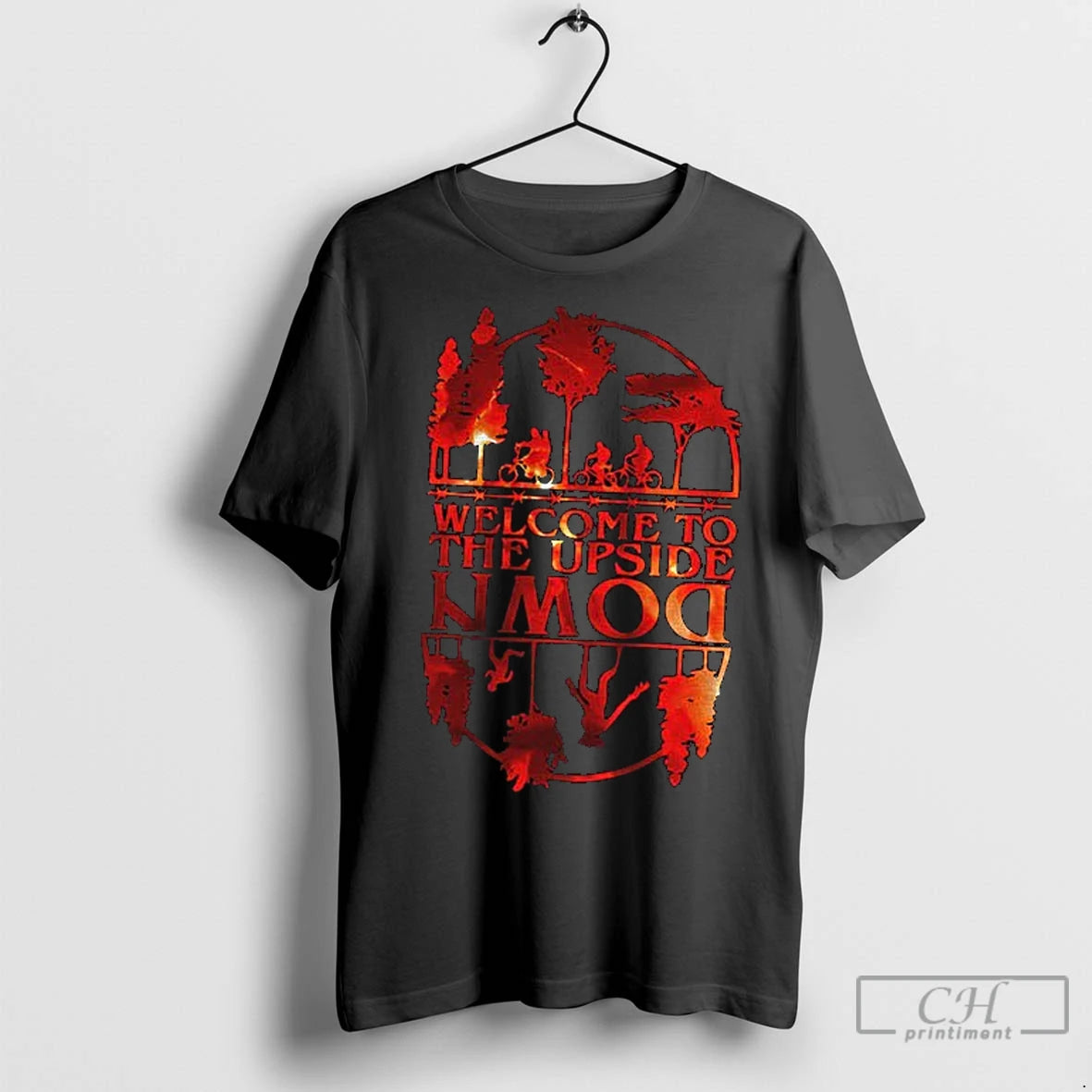 Premium Welcome To The Upside Down Silhouette Sunset Halloween